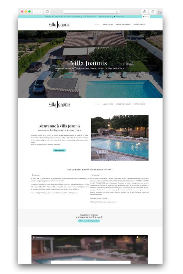 Creation Site Internet Location Saisonniere Villa Joannis